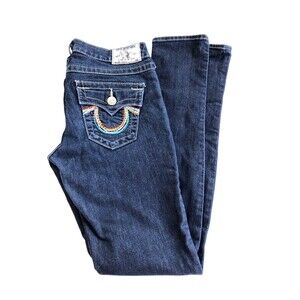True Religion Skinny Rainbow Stitch Jeans Flap Pocket Size 28 Made In USA